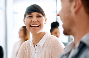 Person smiling at coworker