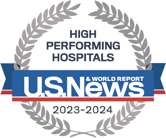 US News and Word Report badge for high-performing hospitals, 2023-2024